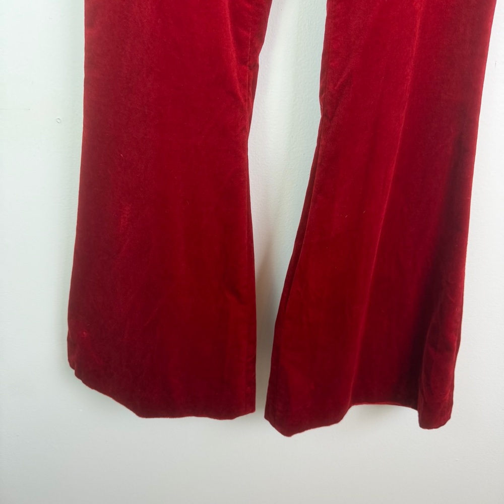 Zadig & Voltaire Prevy Velvet Flared Trousers in Red Size 40 Large - Picture 7 of 14